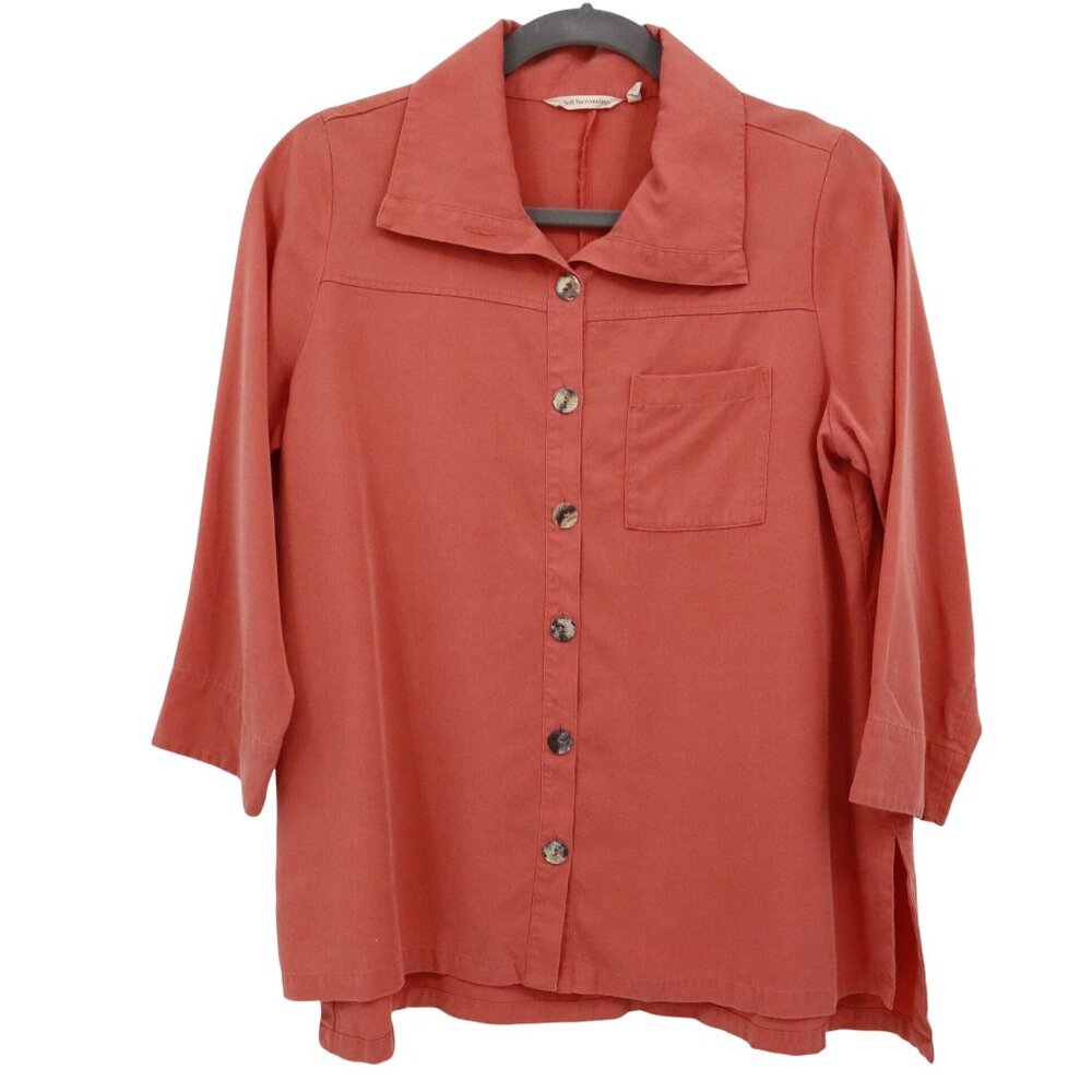 Soft Surroundings Tencel Top Womens‎ XL Orange Casual Classic Lagenlook Layering